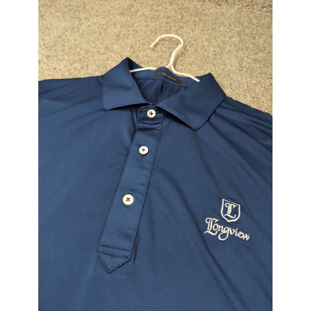 Turtleson Mens Large Navy Blue Longview Logo‎ Performance Golf Polo Shirt L